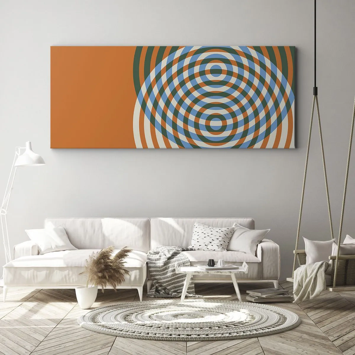 Schilderen op canvas - Abstracte circulaire variatie - 90x30 cm