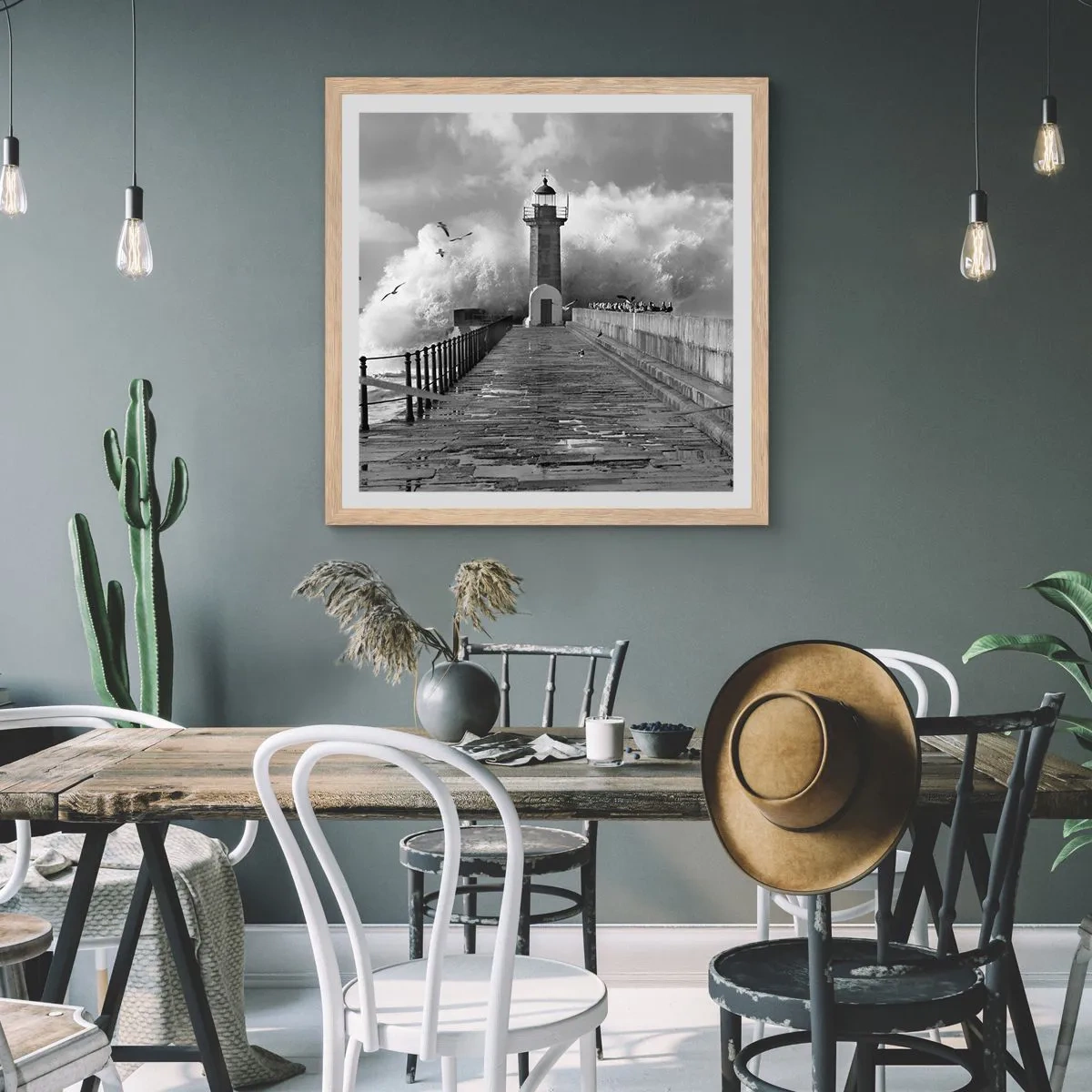 Een poster in een licht eiken lijst - Onbevreesd - 60x60 cm