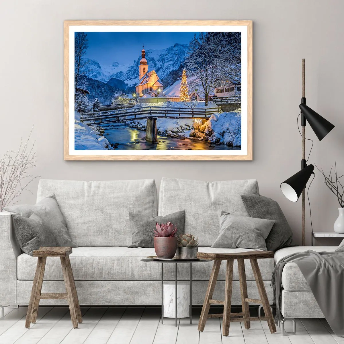 Een poster in een licht eiken lijst - Kerstgeest - 50x40 cm