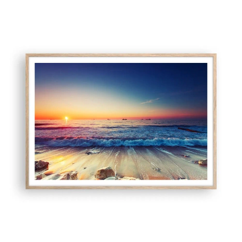 Een poster in een licht eiken lijst - Hoe zit het met de horizon? - 100x70 cm