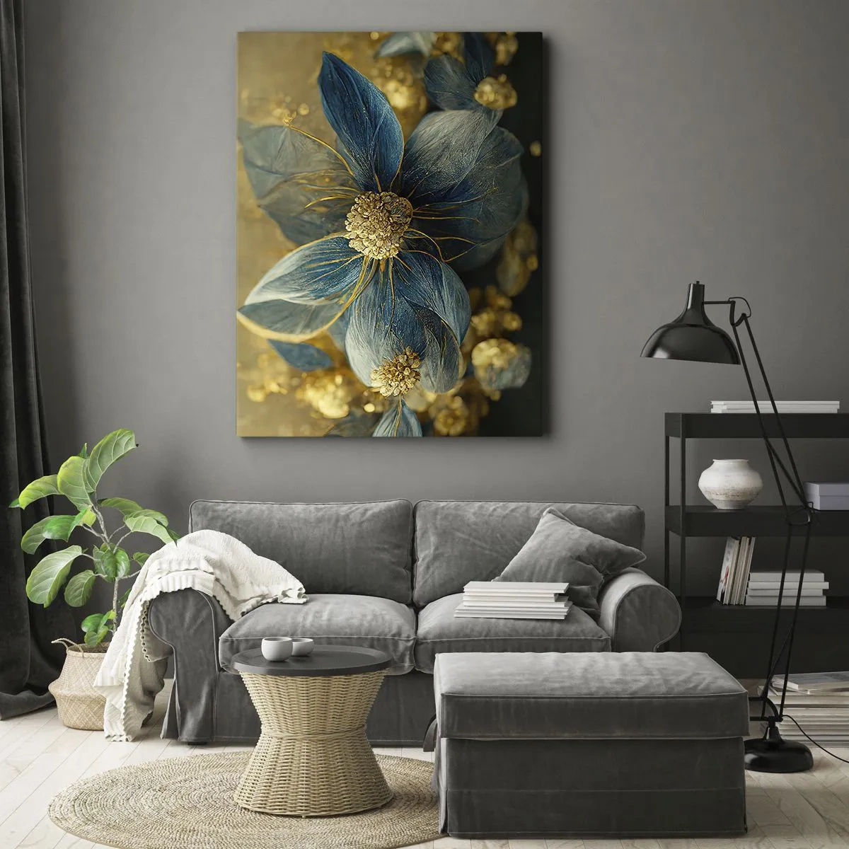 Schilderen op canvas - Bloei met goud - 70x100 cm