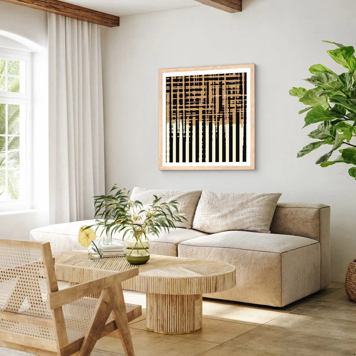 Een poster in een licht eiken lijst - Architecturale abstractie - 40x40 cm