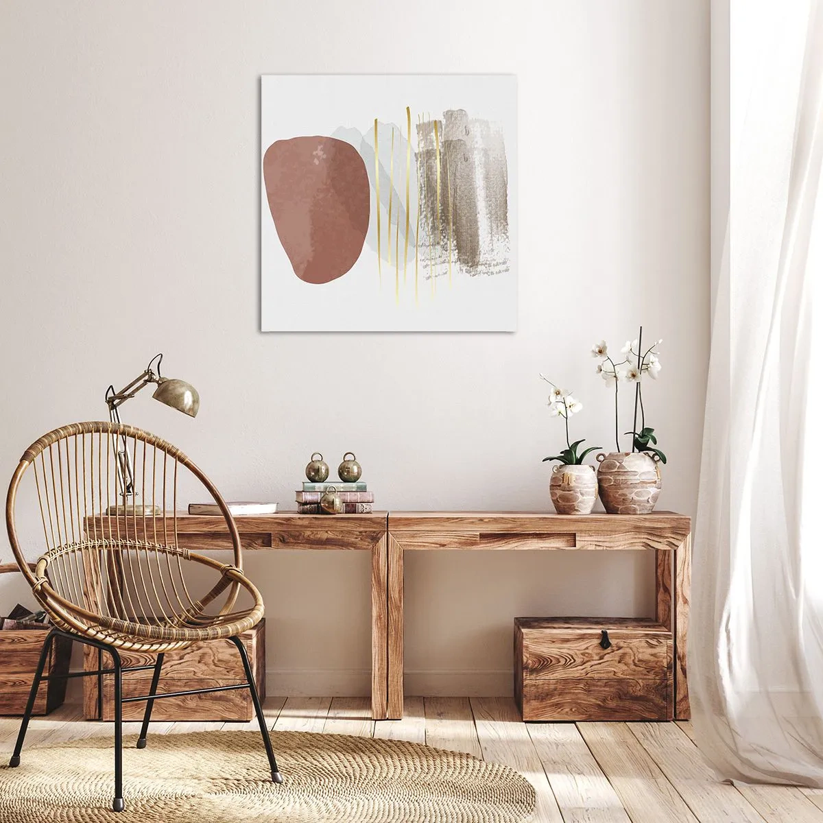 Schilderen op canvas - Abstracte zuilengalerij - 70x70 cm