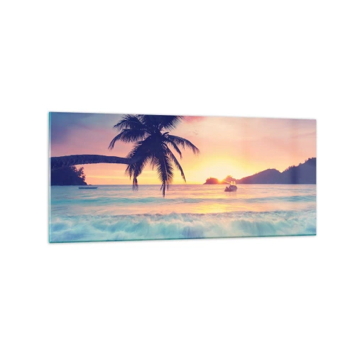Schilderen op glas - Een avond aan de baai - 120x50 cm