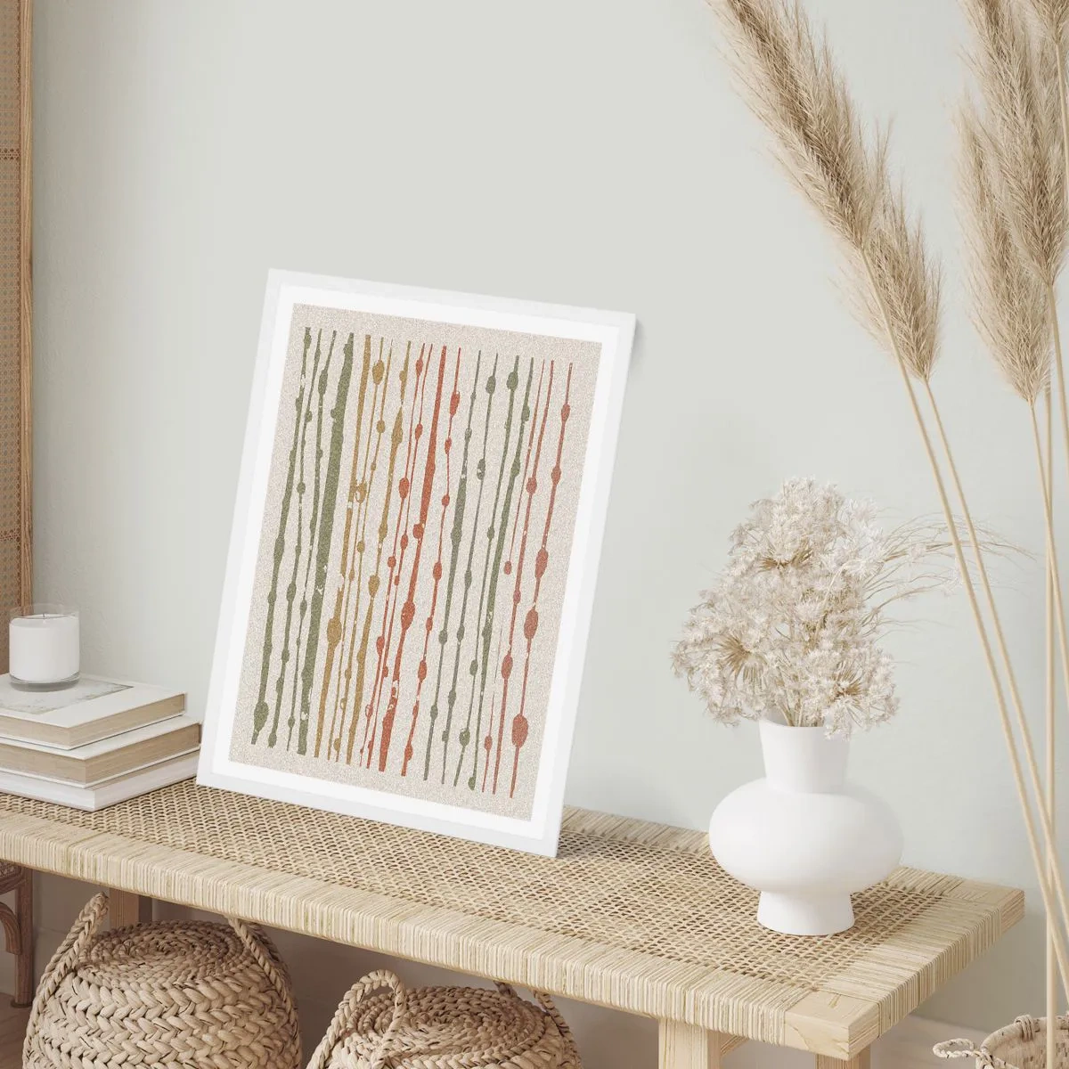 Poster in een witte lijst - Muzieknotatie van kleuren - 40x50 cm