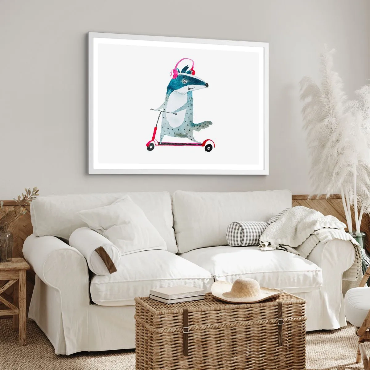 Poster in een witte lijst - Badger vreugde - 91x61 cm