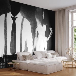 Zelfklevend Fotobehang Deluxe Sticker - In een noir sfeer - Abstractie, Vrouw en man, Mode - 100x70 cm