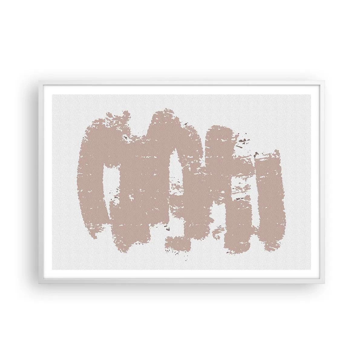 Poster in een witte lijst - Abstractie in zachtroze - 100x70 cm