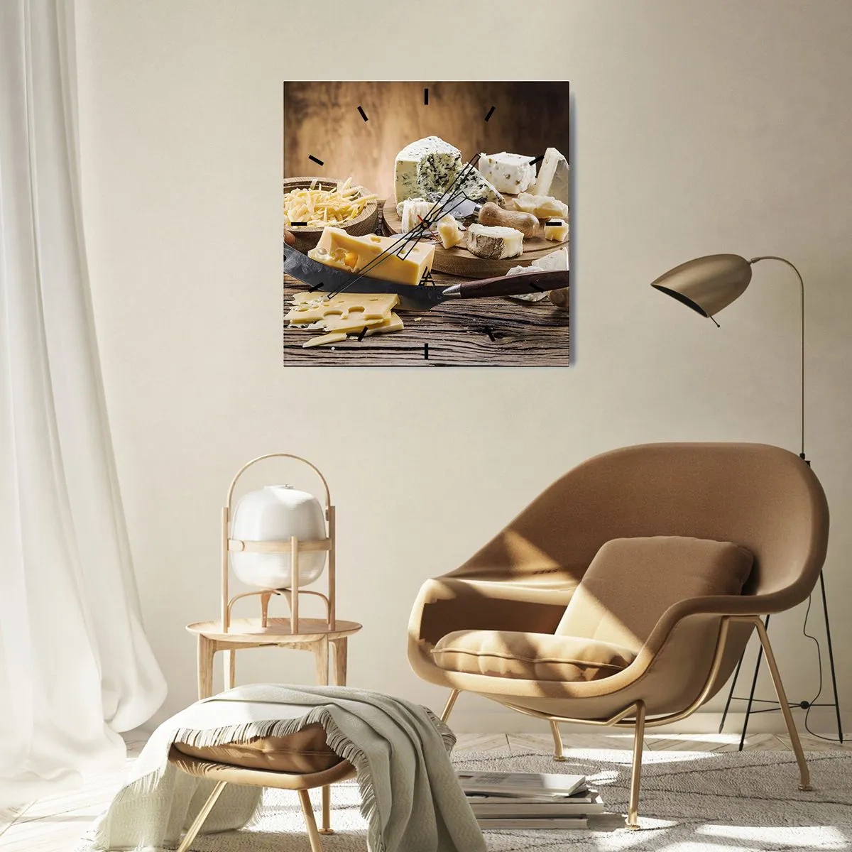 Wandklok - Klok - Glimlach naar de kaas - 30x30 cm