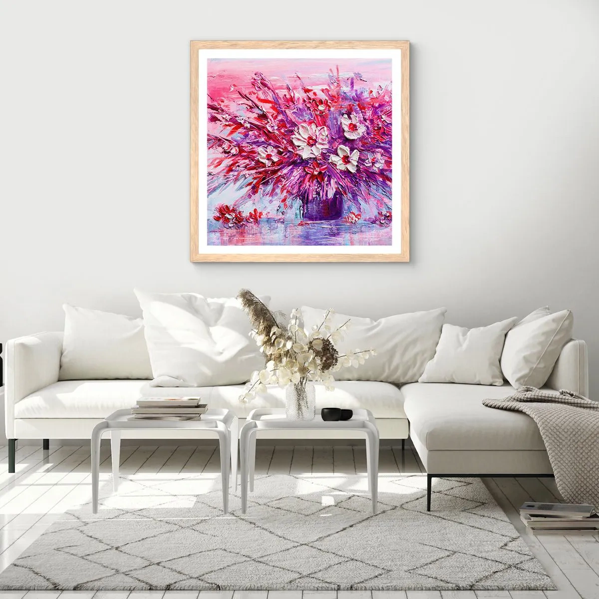 Een poster in een licht eiken lijst - Onschuld en passie - 40x40 cm