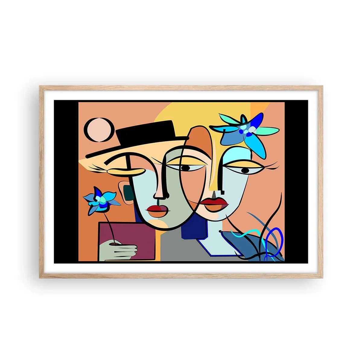 Een poster in een licht eiken lijst - Picasso's randez-vous - 91x61 cm