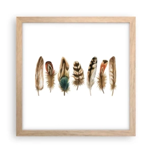Een poster in een licht eiken lijst - Een gevederde variatie - 30x30 cm