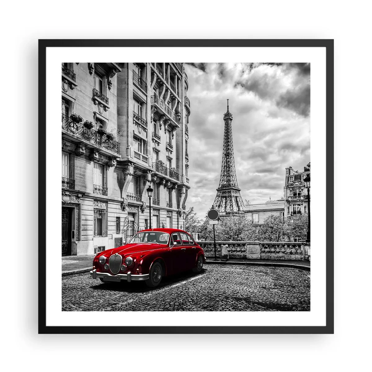 Poster in een zwarte lijst - Roofdier in de stad - 60x60 cm