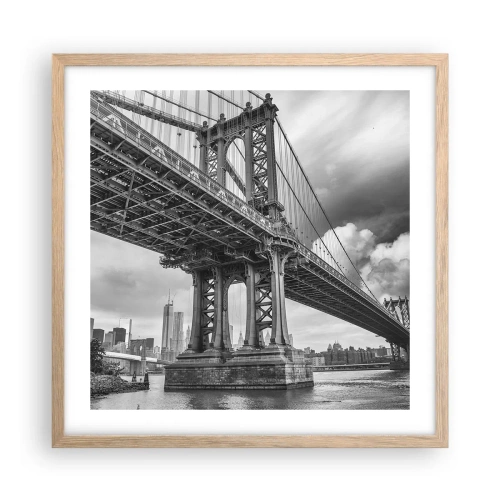 Een poster in een licht eiken lijst - Naar het hart van de stad - 50x50 cm