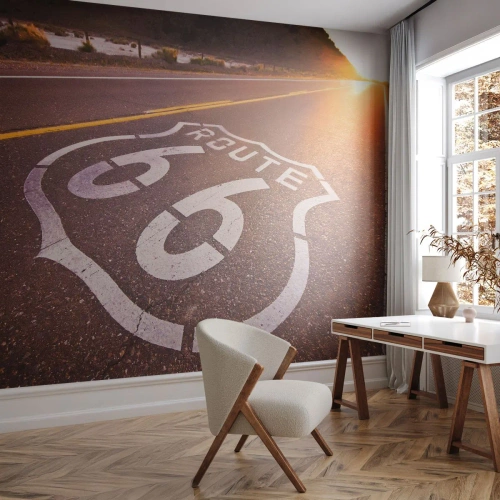 Fotobehang op maat Premium Sand - De beroemde weg 66 - VS, Automobiel, Route 66