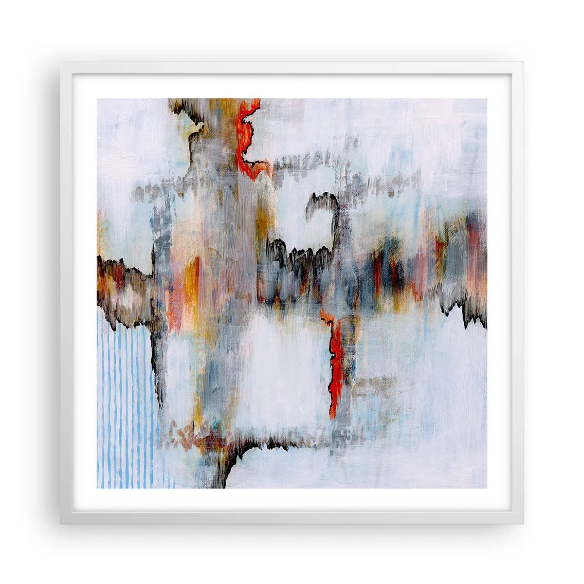 Poster in een witte lijst - Een stok op het water - 60x60 cm