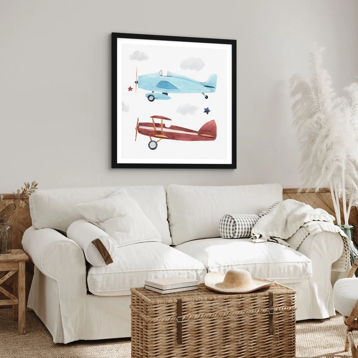 Poster in een zwarte lijst - Meneer Piloot, we wachten! - 60x60 cm