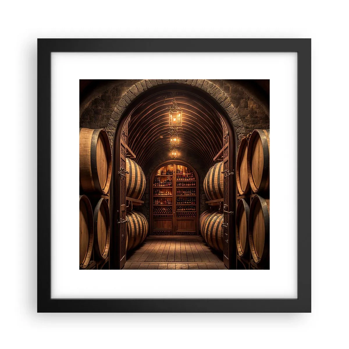 Poster in een zwarte lijst - Sfeervolle kelder - 30x30 cm