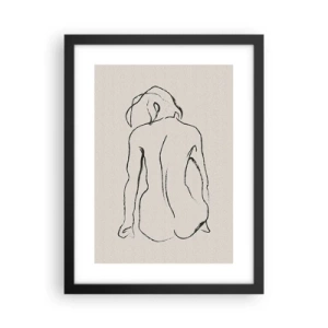Poster in een zwarte lijst - Naakt meisje - 30x40 cm