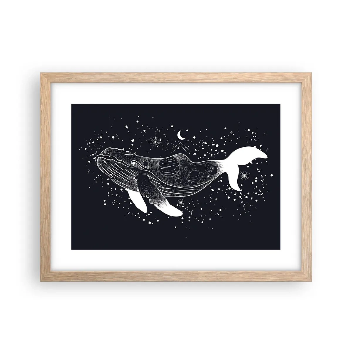 Een poster in een licht eiken lijst - In de oceaan van het universum - 40x30 cm