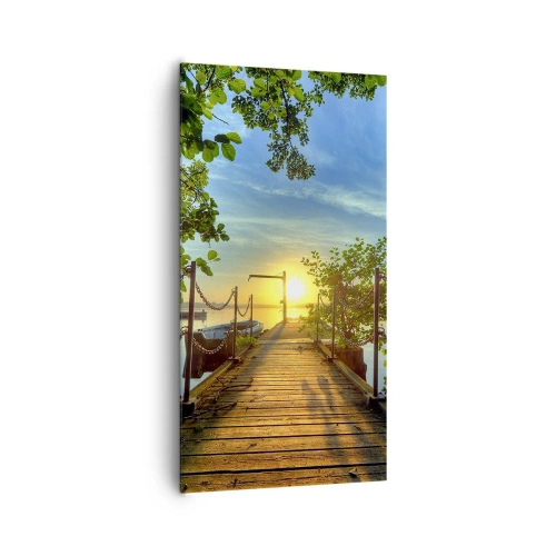 Schilderen op canvas - Zonsondergang boven het water - 65x120 cm