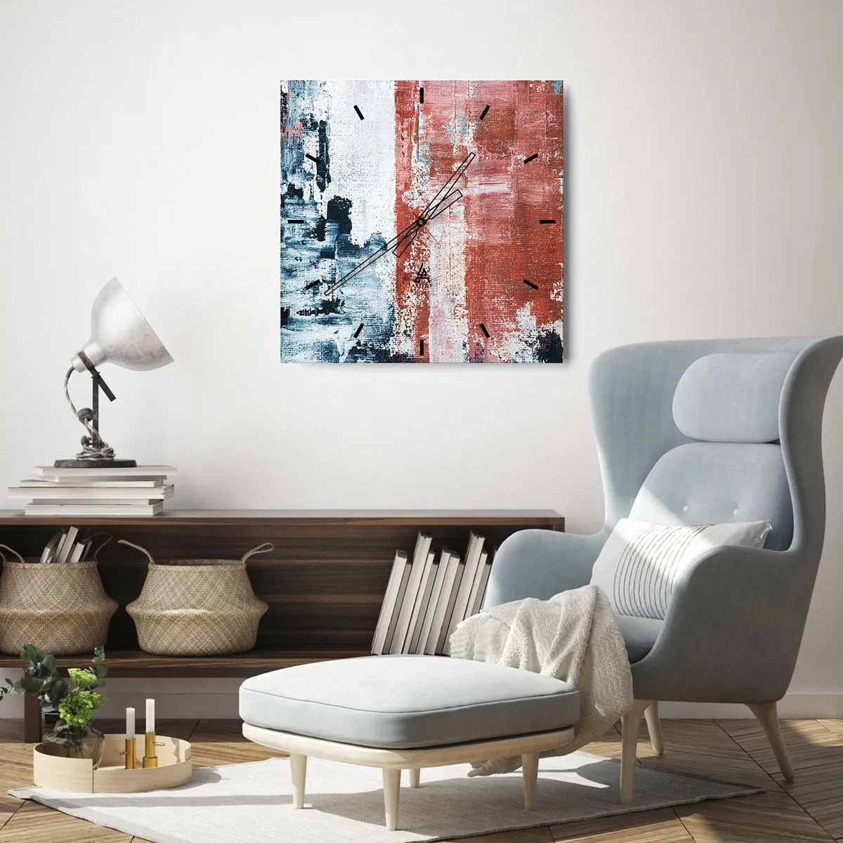 Wandklok - Klok - Fifty Fifty abstract - 40x40 cm