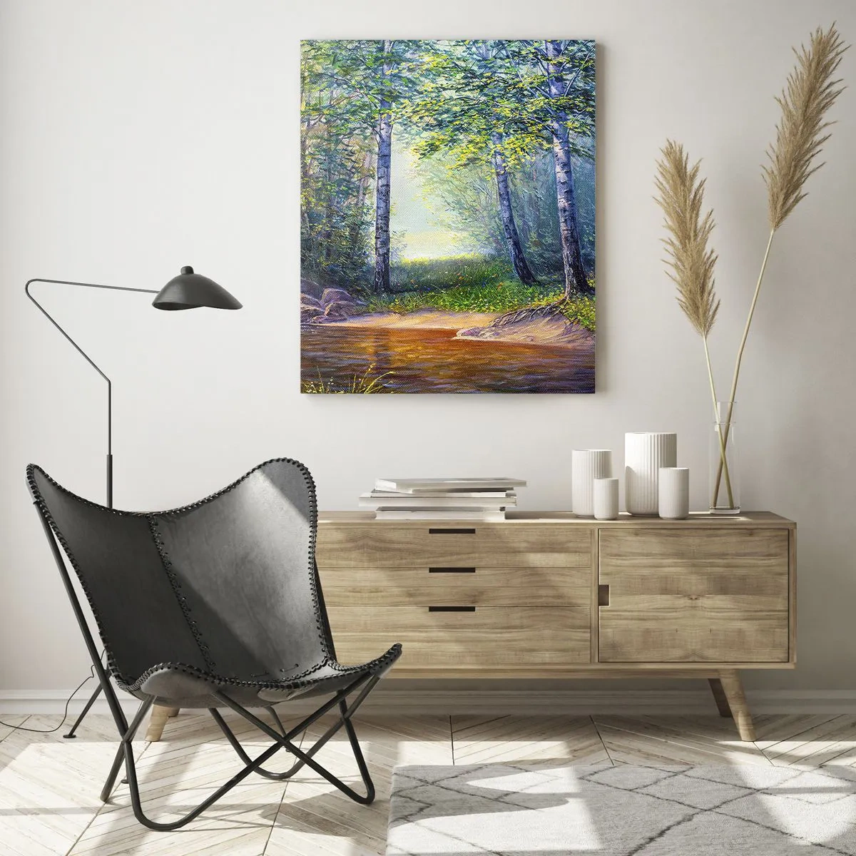 Schilderen op glas - Idyllisch landschap - 80x120 cm