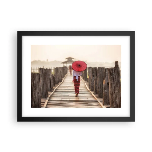 Poster in een zwarte lijst - Op de oude brug - 40x30 cm