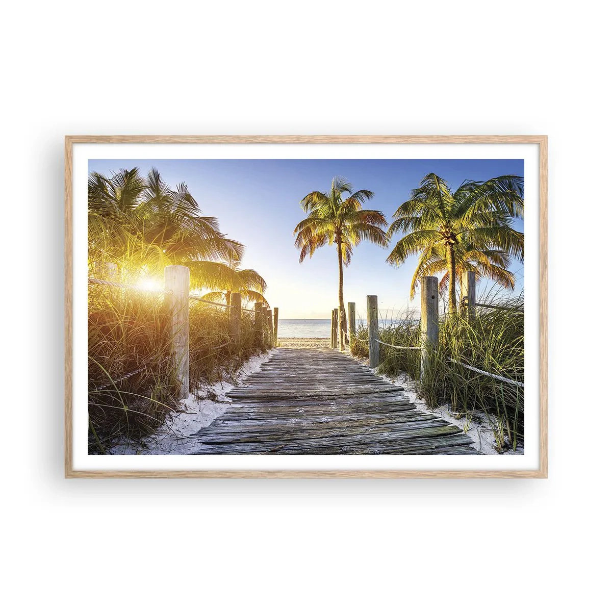 Een poster in een licht eiken lijst - Rechtstreeks naar het paradijs - 100x70 cm