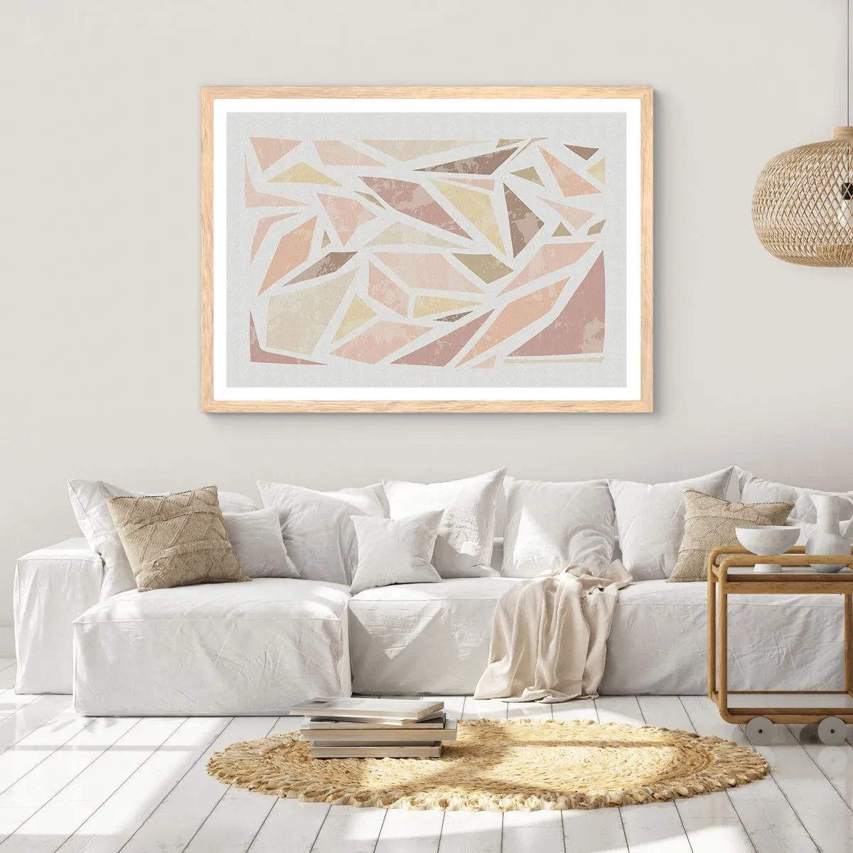 Een poster in een licht eiken lijst - Gebrandschilderd glas compositie - 40x30 cm