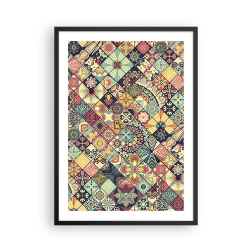 Poster in een zwarte lijst - Kleurrijk mozaïekpatroon - 50x70cm - Marokkaanse sfeer - Moderne wanddecoratie voor woonkamer en slaapkamer ARTTOR