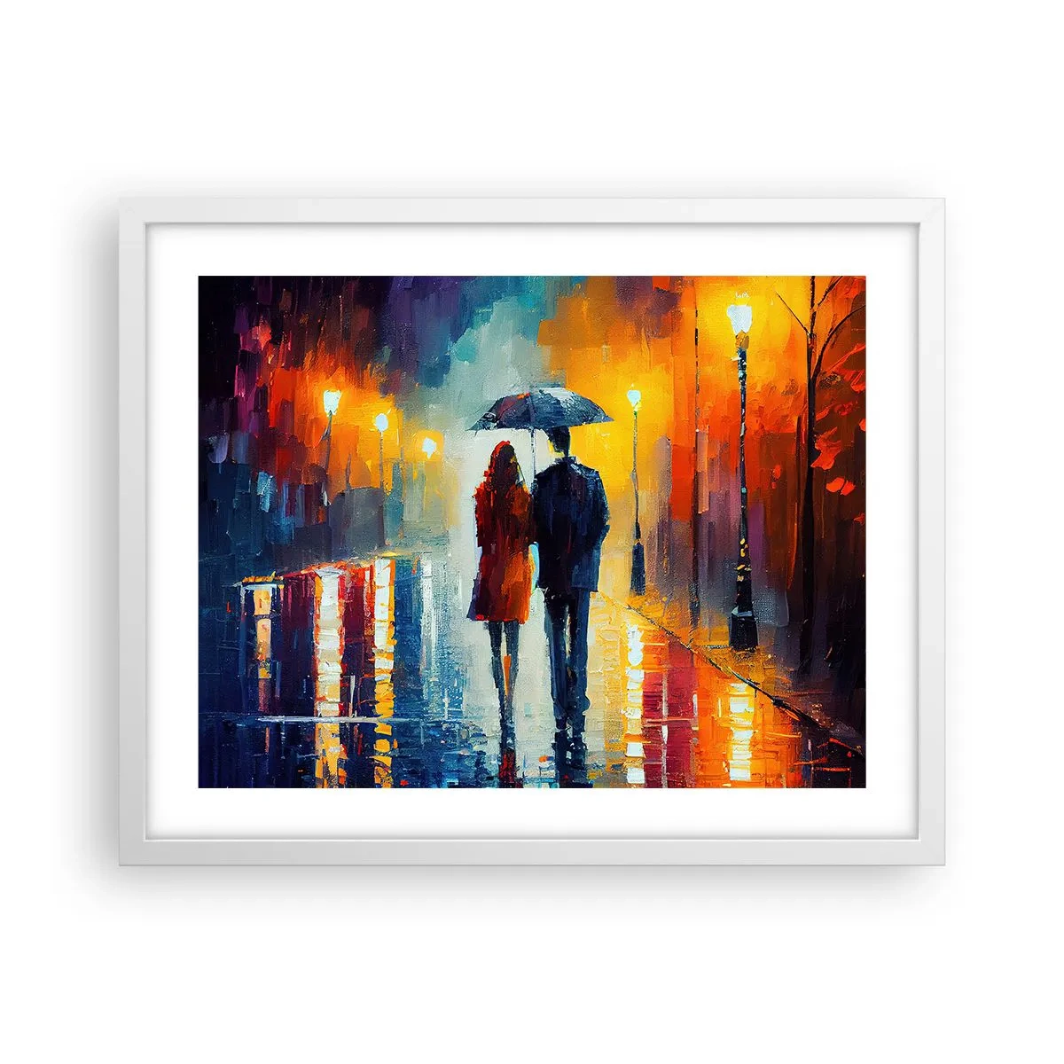 Poster in een witte lijst - Samen – een kleurrijke nacht - 50x40 cm