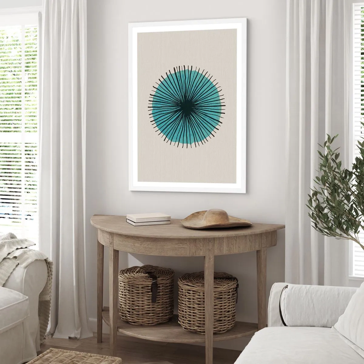 Poster in een witte lijst - Stralend in het blauw - 70x100 cm