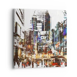 Schilderen op canvas - Een glinsterende stad - 30x30 cm