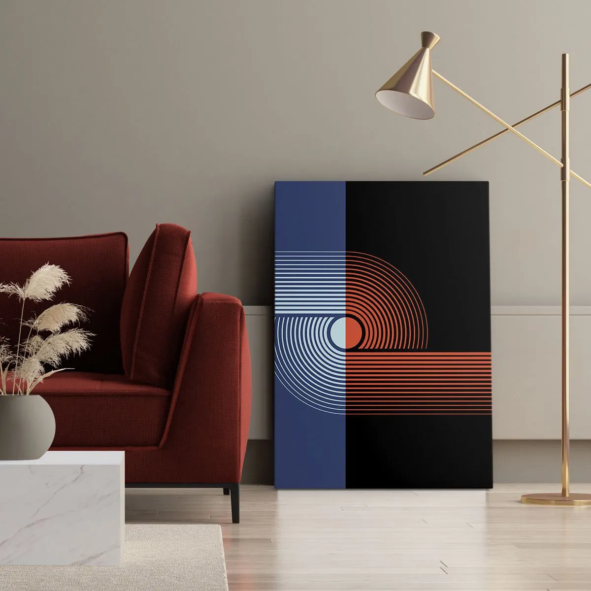 Schilderen op canvas - In een geometrische omhelzing - 45x80 cm