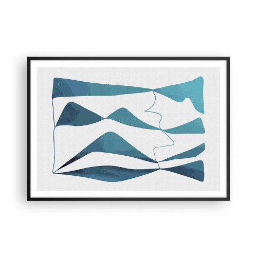 Poster in een zwarte lijst - Abstractie: turquoise verbinding - 100x70 cm
