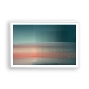 Poster in een witte lijst - Abstractie: golven van licht - 91x61 cm