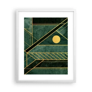 Poster in een witte lijst - Dynamiek van goud en azuur - 40x50 cm