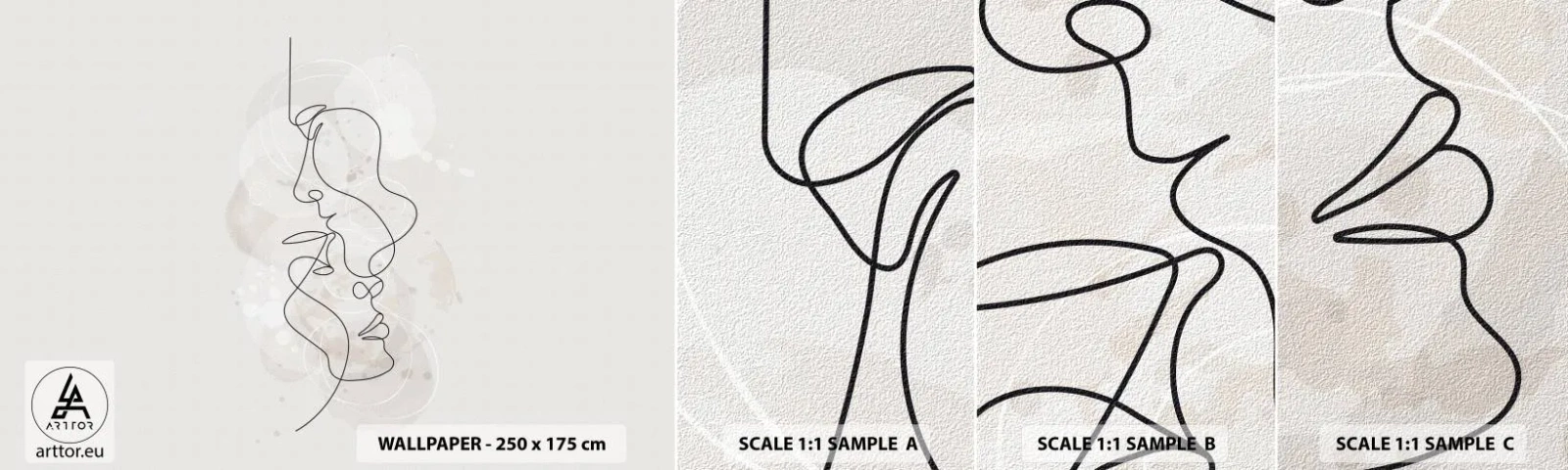 Fotobehang Monster Zelfklevend Deluxe Sticker - Verstrikt in een omhelzing - Abstractie, Man, Vrouw - 100x30 cm