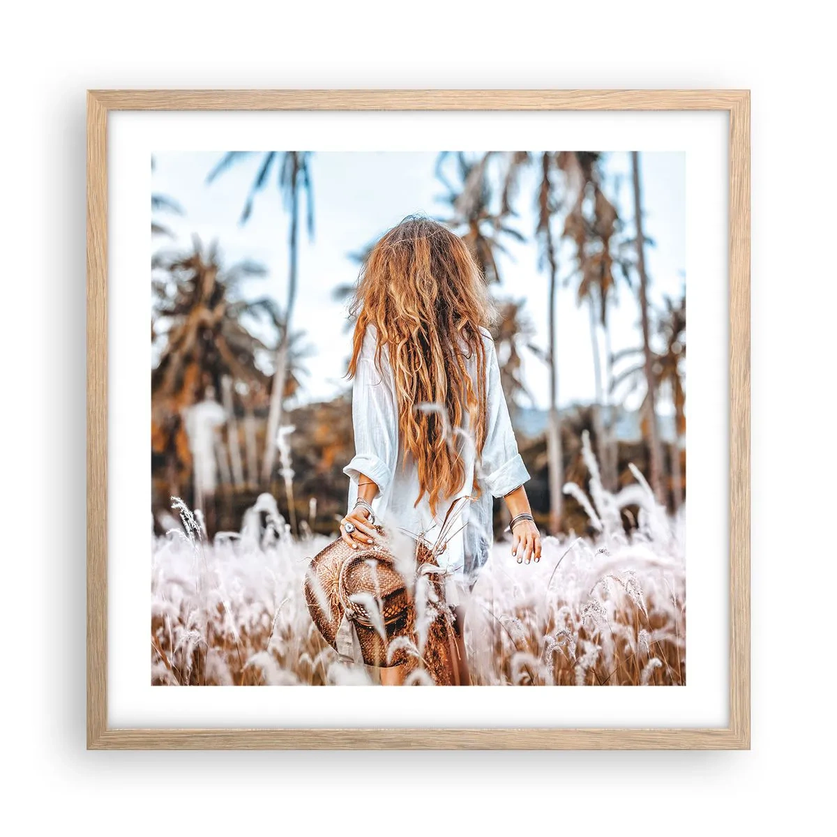 Een poster in een licht eiken lijst - Geboren uit graspluis - 50x50 cm