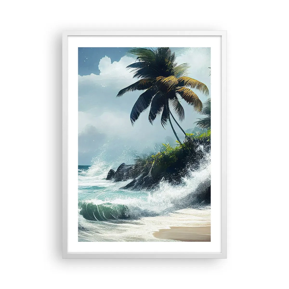 Poster in een witte lijst - Op een tropische kust - 50x70 cm