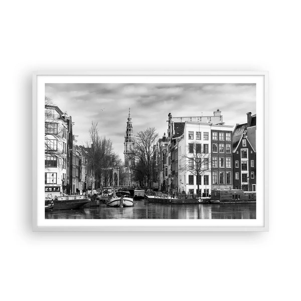 Poster in een witte lijst - Amsterdamse sferen - 91x61 cm