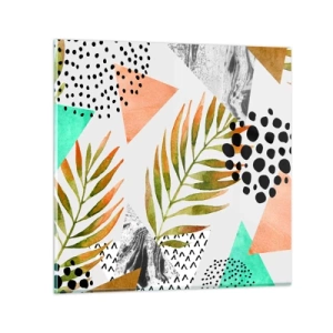 Schilderen op glas - Decoratie met palmblad - 60x60 cm