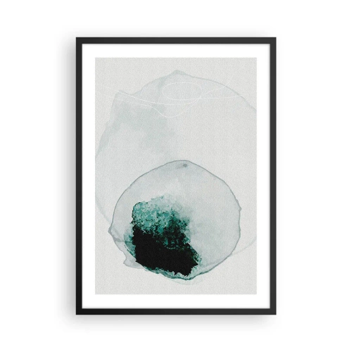 Poster in een zwarte lijst - Abstracte organische vorm in tinten groen - 50x70cm - In een druppel water - Moderne wanddecoratie voor woonkamer en slaapkamer ARTTOR