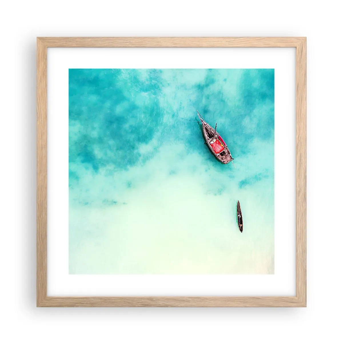 Een poster in een licht eiken lijst - Want op de stranden van Zanzibar, wanneer het teveel aan water ... - 40x40 cm