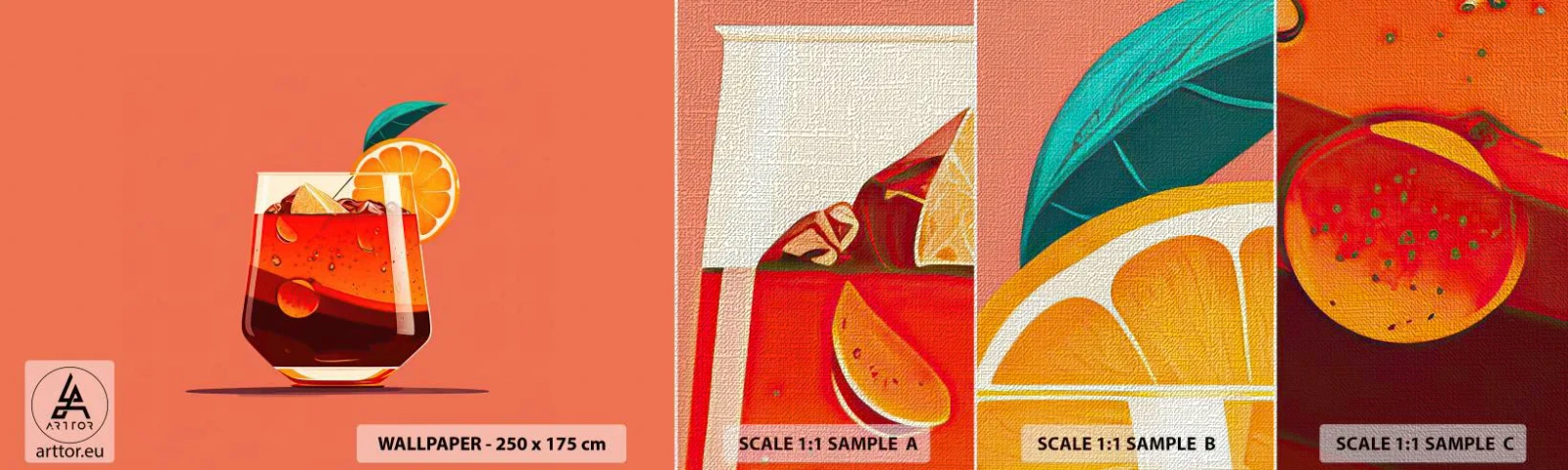 Fotobehang Monster Premium Canvas - Zomerse verfrissing - Cocktail, Drankje, Drankje - 100x30 cm