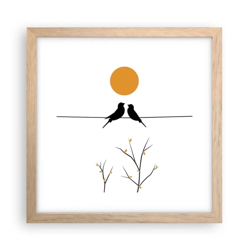 Een poster in een licht eiken lijst - Nachtegalen avond - 30x30 cm