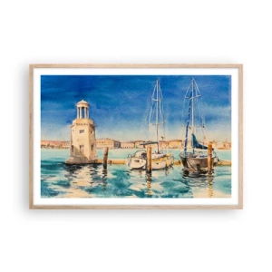 Een poster in een licht eiken lijst - Zonnige lagune - 91x61 cm