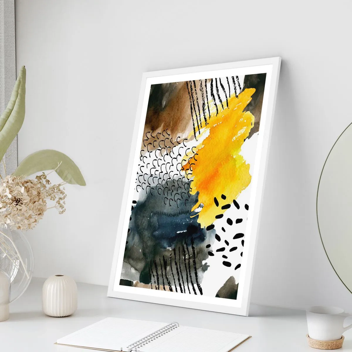 Poster in een witte lijst - Een ontmoeting van de elementen - 70x100 cm