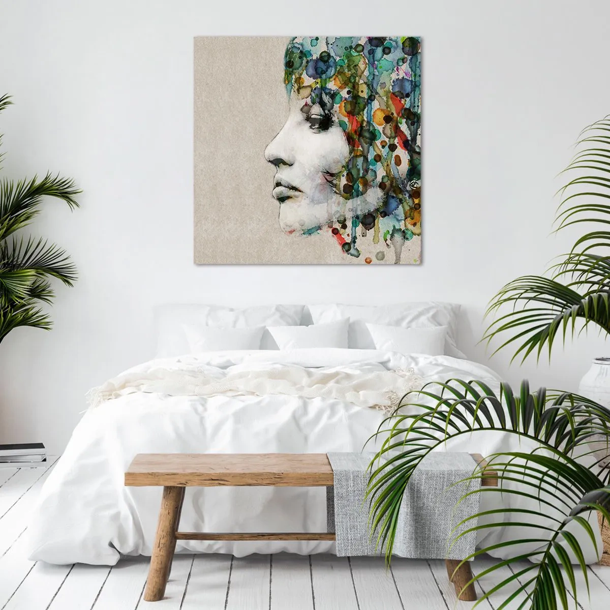 Schilderen op canvas - Ze kwam uit het grijs - 30x30 cm